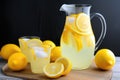 a jug of homemade lemonade with slices of citrus inside