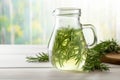 Jug of homemade refreshing tarragon drink. Generate Ai