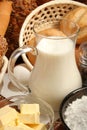 Jug of milk, butter and flour