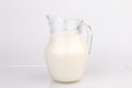 Jug of milk isolated on white background with clipping path Royalty Free Stock Photo