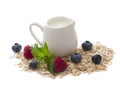 Jug of milk and oats Royalty Free Stock Photo