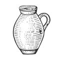 Jug with milk sketch engraving vector