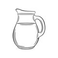 Jug with milk sketch. Hand drawn farm illustration