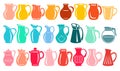 Jug milk or water canister icon set, flat style