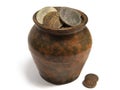 Jug of Old Coins Royalty Free Stock Photo