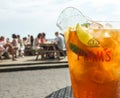 Jug of Pimm's Drink Outdoors Royalty Free Stock Photo