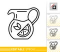 Jug pitcher tea simple thin line vector icon Royalty Free Stock Photo