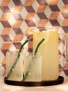 A jug and two glasses of Elderflower cordial Royalty Free Stock Photo