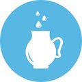 Jug with water drops round icon