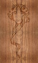 Jugendstil motif carved in eucalyptus wood.