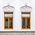 Jugenstil windows, German house facade detail Royalty Free Stock Photo