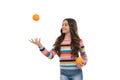juggle. childhood health. citrus fruits. natural organic fresh orange. healthy life.
