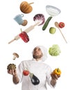 Juggle while cooking Royalty Free Stock Photo