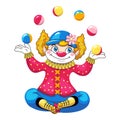 Juggler clown icon, cartoon style