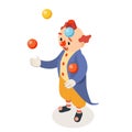 Juggler clown isometric circus joke fun party character isolated cartoon design vector illustration