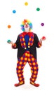 Juggler clown throwing colorful balls Royalty Free Stock Photo