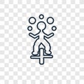 Juggler man concept vector linear icon isolated on transparent b