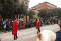 Jugglers with ninepins at Verona carnival parade