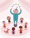 Juggling boy and kids Royalty Free Stock Photo