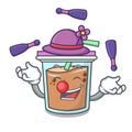 Juggling bubble tea mascot cartoon