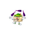 Juggling cardboard close square in character mascot