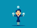 Juggling with planet globes. Business global concept, Kid cartoon vector character design