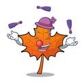 Juggling red maple leaf mascot cartoon