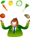 Juggling vegetables Royalty Free Stock Photo