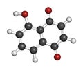Juglone walnut molecule. 3D rendering. Atoms are represented as spheres with conventional color coding: hydrogen (white), carbon (