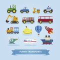 Set of funny cars for kids. Royalty Free Stock Photo