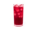 Red juice with ice cubes in glass isolated on white Royalty Free Stock Photo