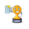 With juice basketball trophy character shaped on cartoon