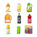 juice bottle set cartoon vector illustration Royalty Free Stock Photo