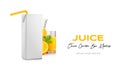 Juice Box Package with Straw Mockup on Isolated Background Royalty Free Stock Photo