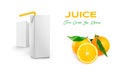 Juice Box Package with Straw Mockup on Isolated Background Royalty Free Stock Photo