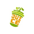 Juice cup drink fruit logo design illustration Royalty Free Stock Photo