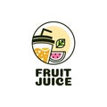 Juice cup drink fruit smoothie cocktail logo concept design Royalty Free Stock Photo