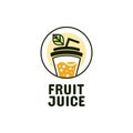 Juice cup drink orange lemon fruit smoothie cocktail logo concept design Royalty Free Stock Photo