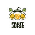 Juice cup drink orange lemon fruit smoothie cocktail logo concept design Royalty Free Stock Photo
