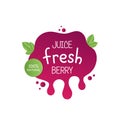 Juice fresh berry label icon for your needs. 100 percent natural. Healthy juice sticker design