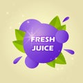 Juice fresh fruit label icon. Blueberry design sticker. Vector illustration