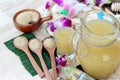 Juice of fresh sugar cane for drinks and sugar. Royalty Free Stock Photo