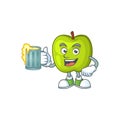 With juice granny smith green apple cartoon mascot Royalty Free Stock Photo