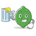 With juice lime mascot cartoon style