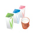 Juice and milk blank white realistic colorful boxes. Mock-up packages. Royalty Free Stock Photo