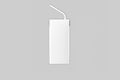 Juice or milk carton box with drinking straw mockup isolated on a grey background. Royalty Free Stock Photo