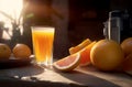 Juice orange glass liquid. Generate Ai