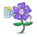 With juice periwinkle flower mascot cartoon