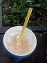 Juice drink straw yellow blue cup