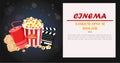 Juice, Popcorn and movie tickets Vector illustration